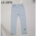 LE0376 กางเกงเลคกิ้งเด็กผู้หญิง ขายาว ปักลายสัปปะรดที่ปลายขา ขอบขาย้วย สีเทา S.140
