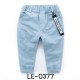 LE0377 กางเกงขายาวเด็กผู้ชาย เอวยางยืด มีแถบผ้าห้อยเอว สีฟ้า S.110