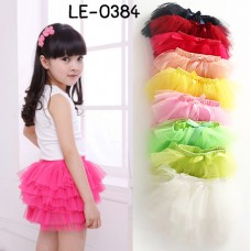 LE0384 กระโปรงเด็กผู้หญิง ปอมๆ เชียร์ TUTU ติดโบว์ขอบเอว ไซส์ L อายุ 5-8 ปี (เลือกสี)