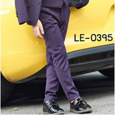 LE0395 กางเกงสแลคเด็กผู้ชายขายาวสีม่วงเข้ม 