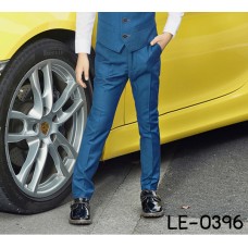 LE0396 กางเกงสแลคเด็กผู้ชายขายาวสีน้ำเงินอมเขียว