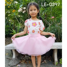 LE0397 กระโปรงกางเกงเด็กผู้หญิง ผ้าแก้ว 5-9 ปี สีชมพู