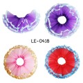 LE0418 กระโปรงสุ่มเด็กผู้หญิง 3 ชั้น แบบไม่มีซับใน สีพื้น ขอบโบว์
