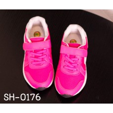 SH0176 รองเท้าผ้าใบพื้นยางเด็กผู้หญิง สีชมพูขาว (มีกล่อง) 17cm