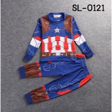 SL0121 ชุดแฟนซีเด็ก ชุดนอนเด็ก แขนยาวขายาว ลายซุปเปอร์ฮีโร่ กัปตันอเมริกา (2ชิ้น) S.120