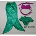 SW0137W ชุดว่ายน้ำนางเงือก เด็กผู้หญิง ทูพีชเปลือกหอยสีชมพู กกน.และครีบ สีเขียว (3ชิ้น) 