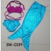 SW0139 ชุดว่ายน้ำนางเงือก เด็กผู้หญิง ทูพีชเปลือกหอยสีชมพู กกน.และครีบ สีฟ้า (3ชิ้น) S.130/140