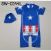 SW0144L ชุดว่ายน้ำเด็กผู้ชาย แบบบอดี้สูท พร้อมหมวก ลายซุปเปอร์ฮีโร่ กัปตันอเมริกา (2ชิ้น) S.110/120