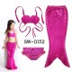 SW0152 ชุดว่ายน้ำนางเงือก เด็กผู้หญิง ทูพีชเปลือกหอยสีชมพู กกน.และครีบ สีชมพู (3ชิ้น) S.120