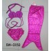 SW0152 ชุดว่ายน้ำนางเงือก เด็กผู้หญิง ทูพีชเปลือกหอยสีชมพู กกน.และครีบ สีชมพู (3ชิ้น) S.120