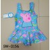 SW0156 ชุดว่ายน้ำเด็กผู้หญิง แขนกุดแบบบอดี้สูท กระโปรงเย็บติดลาย Peppa Pig สีฟ้า (ไม่มีหมวก) 