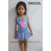 SW0156 ชุดว่ายน้ำเด็กผู้หญิง แขนกุดแบบบอดี้สูท กระโปรงเย็บติดลาย Peppa Pig สีฟ้า (ไม่มีหมวก) 