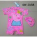 SW0158 ชุดว่ายน้ำเด็กผู้หญิง แบบบอดี้สูท แขนขาสั้น ลาย Peppa Pig พร้อมหมวกว่ายน้ำ สีชมพู (2ชิ้น) S.110/120