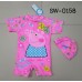 SW0158 ชุดว่ายน้ำเด็กผู้หญิง แบบบอดี้สูท แขนขาสั้น ลาย Peppa Pig พร้อมหมวกว่ายน้ำ สีชมพู (2ชิ้น)