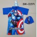 SW0159 ชุดว่ายน้ำเด็กผู้ชาย แบบบอดี้สูท ลายซุปเปอร์ฮีโร่ กัปตันอเมริกา พร้อมหมวก (2ชิ้น) S.110/120