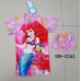 SW0161 ชุดว่ายน้ำเด็กผู้หญิง แบบบอดี้สูท แขนขาสั้น ลายนางเงือกแอเรียล พร้อมหมวกว่ายน้ำ สีชมพู (2ชิ้น) S.110/130