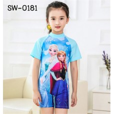 SW0181 ชุดว่ายน้ำเด็กผู้ชาย แบบบอดี้สูท แขนขาสั้น ลายเจ้าหญิงโฟรเซ่น 