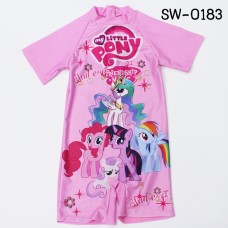 SW0183 ชุดว่ายน้ำเด็กผู้ชาย แบบบอดี้สูท แขนขาสั้น ลายม้าโพนี่ Pony 