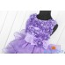 GI0945 ชุดราตรีเด็กผู้หญิงออกงาน แขนกุด แต่งดอกไม้ช่วงบน กระโปรงระบายเป็นชั้นๆ สีม่วง