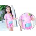 SW0158 ชุดว่ายน้ำเด็กผู้หญิง แบบบอดี้สูท แขนขาสั้น ลาย Peppa Pig พร้อมหมวกว่ายน้ำ สีชมพู (2ชิ้น)