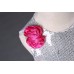 GI0898 ชุดราตรีเด็กผู้หญิงใส่ออกงานแขนกุดปักเลื่อม แต่งดอกไม้บนบ่าขวาสีชมพูเข้ม S.110