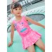 SW0185 ชุดว่ายน้ำเด็กผู้หญิง แขนกุดแบบบอดี้สูท กระโปรงเย็บติด ลาย Peppa Pig สีชมพู (ไม่มีหมวก) S.110