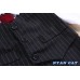 BS0788  ชุดบอดี้สูทเด็กผู้ชายออกงาน แขนยาว ติดเนคไทสีแดงเลือดหมู ลายทางสีดำ (2ชิ้น) 