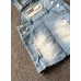 GI1079 เอี๊ยมกระโปรงยีนส์ เด็กผู้หญิง แต่งซิปกระเป๋า สียีนส์ซีด S.100