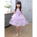 GI1164 ชุดราตรีเด็กผู้หญิงใส่ออกงาน แขนกุด ช่วงบนแต่งไข่มุกและเพชร ติดดอกไม้ที่เอว สีม่วง S.120