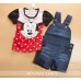 GI0781 ชุดเด็กผู้หญิง เสื้อคอกลม แขนสั้น หน้ามินนี่ เมาส์ ลายจุดสีแดง + เอี๊ยมยีนส์ ขาสั้น อกรูปหัวใจ (2ชิ้น) S.90 GI0781 ชุดเด็กผู้หญิง เสื้อคอกลม แขนสั้น หน้ามินนี่ เมาส์ ลายจุดสีแดง + เอี๊ยมยีนส์ ขาสั้น อกรูปหัวใจ (2ชิ้น) S.90