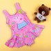 SW0185 ชุดว่ายน้ำเด็กผู้หญิง แขนกุดแบบบอดี้สูท กระโปรงเย็บติด ลาย Peppa Pig สีชมพู (ไม่มีหมวก) S.110