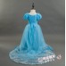 GI0867 ชุดเจ้าหญิงซินเดอเรลล่า Cinderella เชือกถักหลัง กระโปรงหางยาว สีฟ้า S.110/140