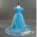 GI0867 ชุดเจ้าหญิงซินเดอเรลล่า Cinderella เชือกถักหลัง กระโปรงหางยาว สีฟ้า