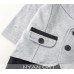 BS0808N ชุดบอดี้สูทเด็กผู้ชาย ออกงาน คอปก แขนยาว ติดหูกระต่ายสีม่วง เสื้อคลุมเย็บติด สีเทา S.95