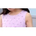 GI1164 ชุดราตรีเด็กผู้หญิงใส่ออกงาน แขนกุด ช่วงบนแต่งไข่มุกและเพชร ติดดอกไม้ที่เอว สีม่วง S.120