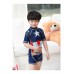 SW0144L ชุดว่ายน้ำเด็กผู้ชาย แบบบอดี้สูท พร้อมหมวก ลายซุปเปอร์ฮีโร่ กัปตันอเมริกา (2ชิ้น) S.110/120