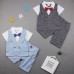 BO0433 ชุดเด็กผู้ชายออกงานแขนสั้น ติดหูกระต่ายสีน้ำเงินลายจุด + กางเกงขาสั้น สีฟ้า (2ชิ้น)