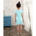 GI1302 ชุดเด็กผู้หญิง เสื้อแขนสั้น ลายตาหวาน + กระโปรง สีฟ้า (2ชิ้น)