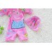 SW0158 ชุดว่ายน้ำเด็กผู้หญิง แบบบอดี้สูท แขนขาสั้น ลาย Peppa Pig พร้อมหมวกว่ายน้ำ สีชมพู (2ชิ้น) S.110/120