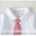BS1039 ชุดบอดี้สูทเด็กผู้ชายแขนยาวออกงาน เนคไทสีแดง พร้อมเสื้อสูทสีกรมท่า (2ชิ้น) S.90