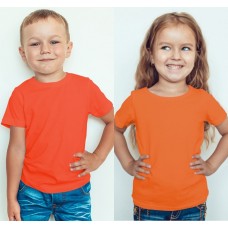 TS0010 เสื้อยืดเด็ก คอกลม สีส้มสด