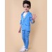 BO0608 ชุดสูทเด็กผู้ชายออกงาน เสื้อคลุมสูทแขนยาว สีฟ้าเข้ม (1ชิ้น) S.130