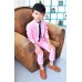 BO0610 ชุดสูทเด็กผู้ชายออกงาน เสื้อคลุมสูทแขนยาว และกางเกงขายาว สีชมพูนม (2ชิ้น) 