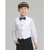 BO0628 เสื้อกั๊กเด็กผู้ชายสีขาว แต่งลายผ้าลูกไม้และคริสตัล สีขาว S.150