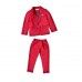 BO0613 ชุดสูทเด็กผู้ชายออกงาน เสื้อคลุมสูทแขนยาว และกางเกงขายาว สีแดง (2ชิ้น) 