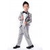 BO0647 ชุดสูทออกงานครบเซ็ท สีเงินแต่งขอบดำ (3ชิ้น) S.150