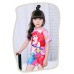 SW0161 ชุดว่ายน้ำเด็กผู้หญิง แบบบอดี้สูท แขนขาสั้น ลายนางเงือกแอเรียล พร้อมหมวกว่ายน้ำ สีชมพู (2ชิ้น) S.110/130