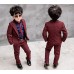 BO0561 ชุดสูทเด็กผู้ชายเด็กโต เสื้อสูทแขนยาว และกางเกงขายาว สีน้ำตาลแดง (2ชิ้น) S.120