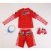SW0164 ชุดว่ายน้ำเด็กผู้ชาย แบบเสื้อแขนยาว กางเกงขาสามส่วน พร้อมหมวก ลายคาร์ Cars  (3ชิ้น) 