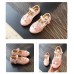 SH0190 รองเท้าพื้นยางเด็กผู้หญิง หัวแมวเหมี่ยวกากเพชร สายคาดสีชมพู (มีกล่อง)